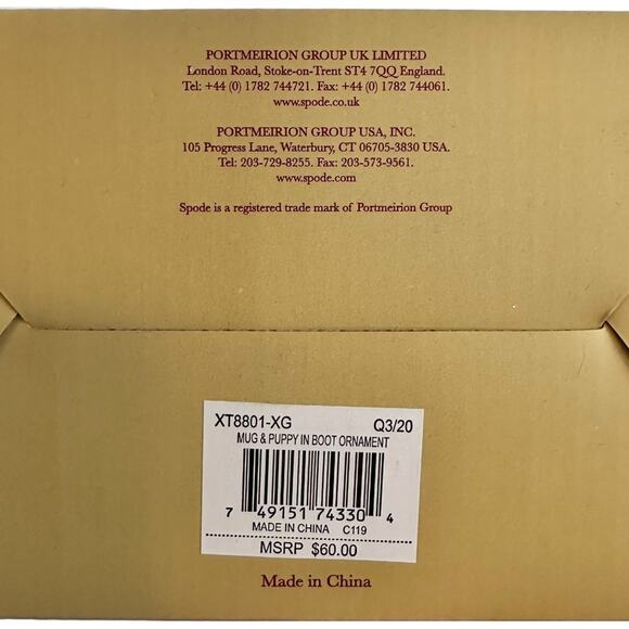 Spode Christmas Tree Mug and Puppy In Boot Ceramic Ornament Set In Box New - Picture 9 of 11